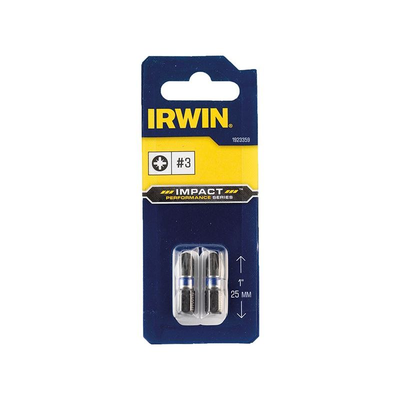 Irwin® Impact Screwdriver Bits Pozi PZ1 25mm (Pack 2) IRWIN® - Dynamic Drive