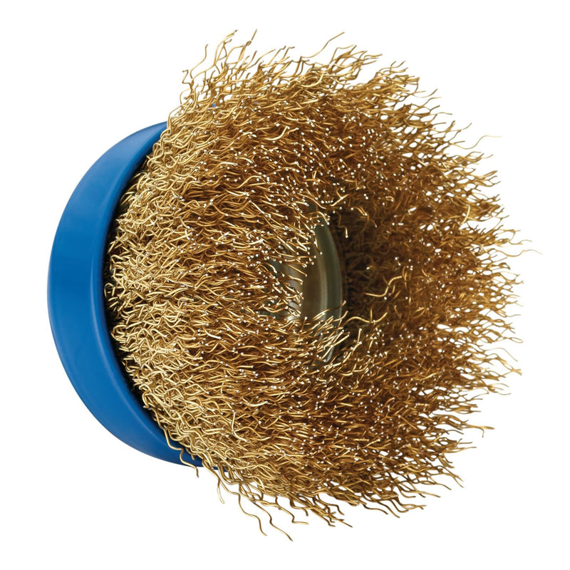 Draper Brassed Steel Crimped Wire Cup Brush, 65mm, M14 41443 Draper - Dynamic Drive
