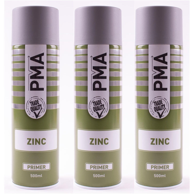 3x Autotek Professional Zinc Primer 500ml Spray Paint High Coverage Autotek - Dynamic Drive