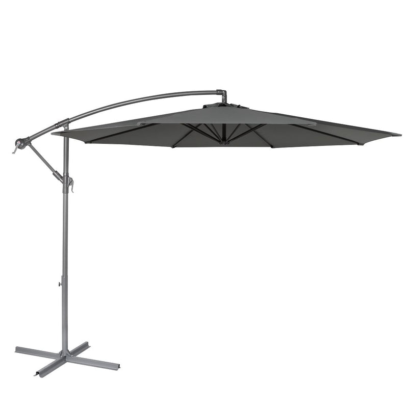 Dellonda Banana Parasol with Cover 3m - Grey DG264 Dellonda - Dynamic Drive
