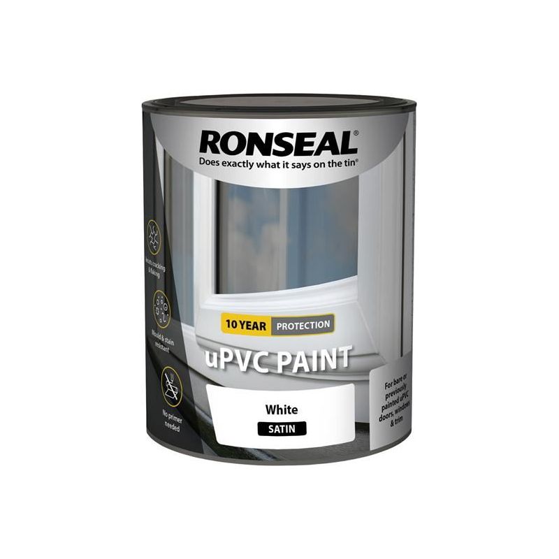 Ronseal uPVC Paint White Satin 750ml Ronseal - Dynamic Drive