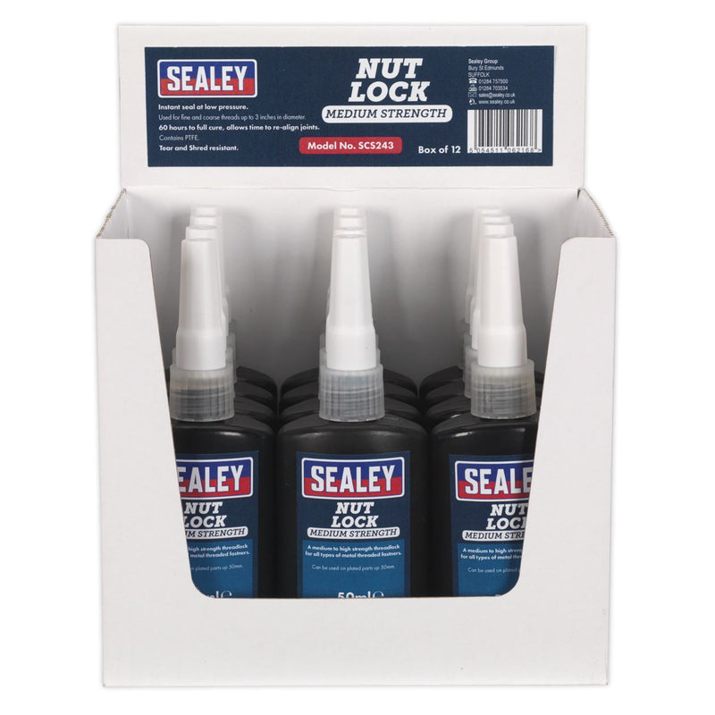 Sealey Nut Lock Medium Strength 50ml Pack of 12 SCS243 Sealey - Dynamic Drive
