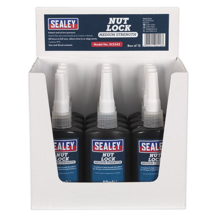 Sealey Nut Lock Medium Strength 50ml Pack of 12 SCS243 Sealey - Dynamic Drive