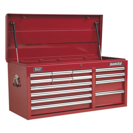 Sealey Topchest 14 Drawer with Ball-Bearing Slides Heavy-Duty Red AP41149 Sealey - Dynamic Drive