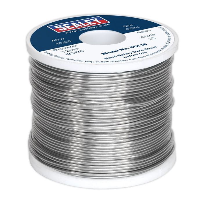 Sealey Solder Wire Quick Flow 1.2mm/18SWG 40/60 0.5kg Reel SOL18 Sealey - Dynamic Drive