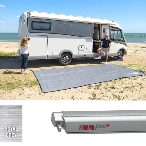 Fiamma F80L 550 Awning Titanium - Royal Grey (07842L03R) Winch Handle Roof Mounted Fiamma - Dynamic Drive