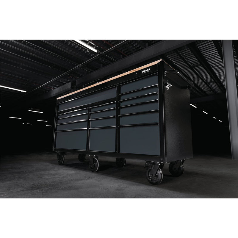 Draper BUNKER Workbench Roller Tool Cabinet, 15 Drawer, 72", Grey 08241 Draper - Dynamic Drive