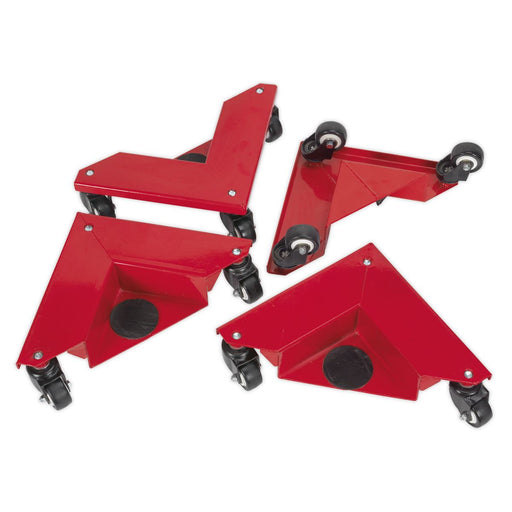 Sealey Corner Transport Dollies Set of 4 150kg Capacity CM4 Sealey - Dynamic Drive