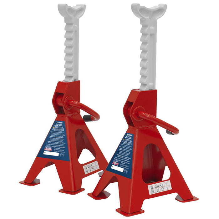 Sealey Axle Stands (Pair) 2tonne Capacity per Stand Ratchet Type VS2002 Sealey  - Dynamic Drive
