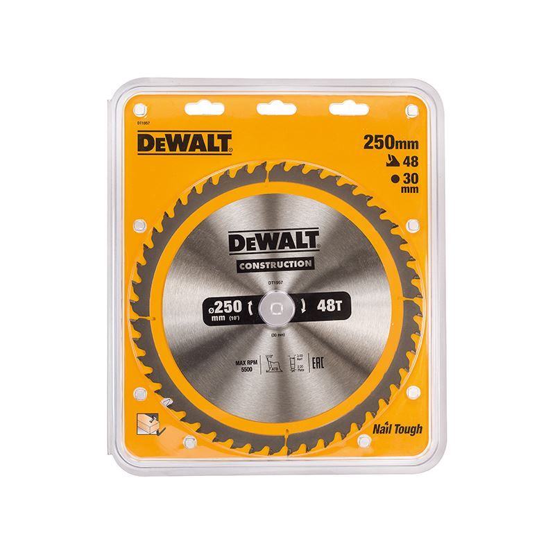 Dewalt Power Tools Stationary Construction Circular Saw Blade 250 x 30mm x 48T DeWALT Power Tools - Dynamic Drive