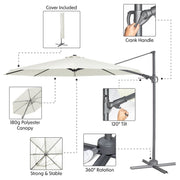 Dellonda Cantilever Parasol with 360 Rotation, Tilt & Cover 3m - Cream Dellonda - Dynamic Drive