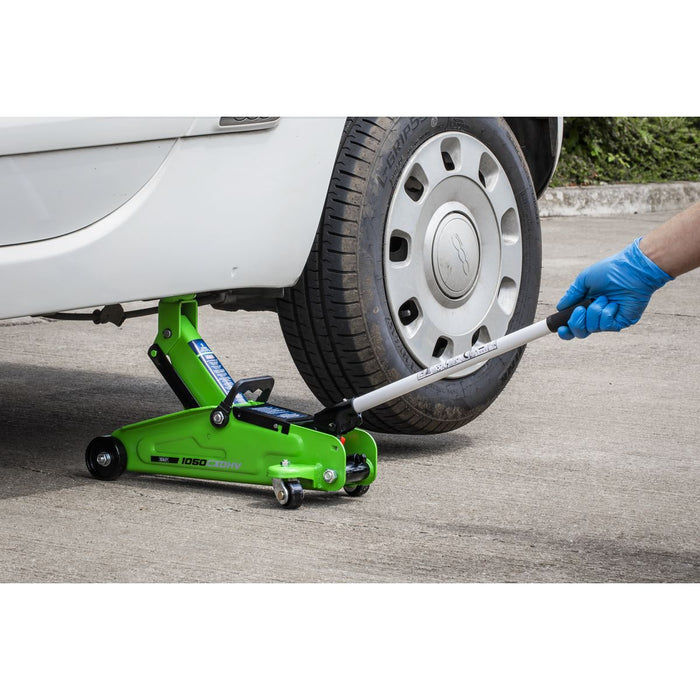 Sealey Short Chassis Trolley Jack with Storage Case 2 Tonne - Green 1050CXDHV Sealey - Dynamic Drive