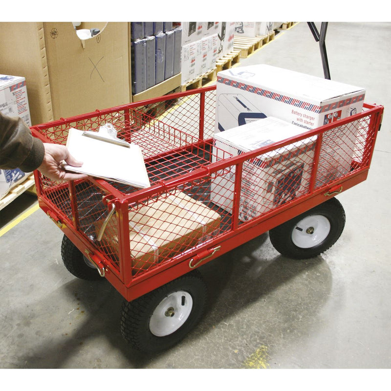 Sealey Platform Truck with Sides Pneumatic Tyres 450kg Capacity CST806 Sealey - Dynamic Drive