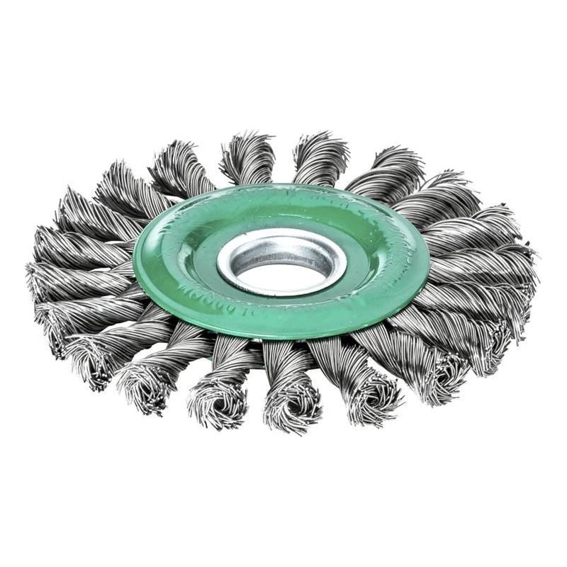 Lessmann Knot Wheel Brush 115 x 14mm 22.2mm Bore, 0.50 Stainless Steel Wire Lessmann - Dynamic Drive