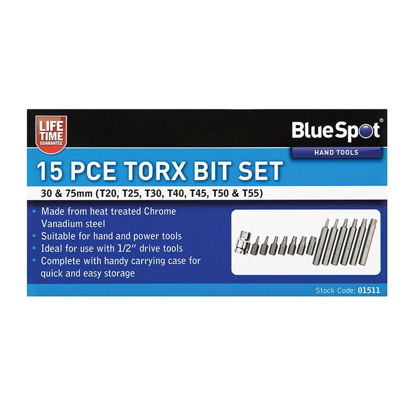 Bluespot Tools TORX Bit Set, 15 Piece BlueSpot Tools - Dynamic Drive