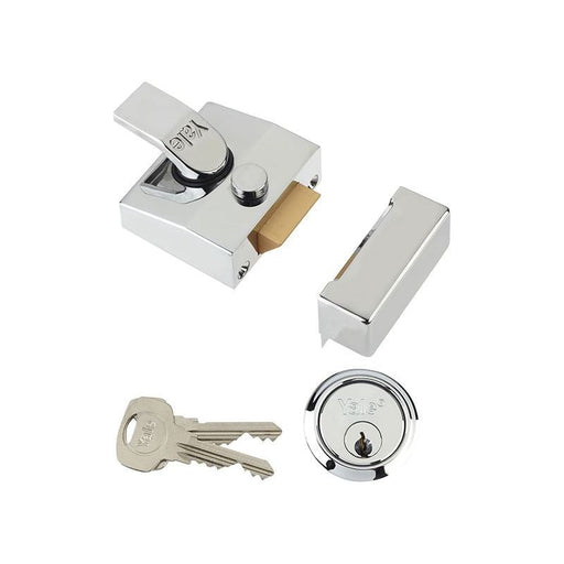 Yale Locks 85 Deadlocking Nightlatch 40mm Backset Chrome Finish Box Yale Locks - Dynamic Drive