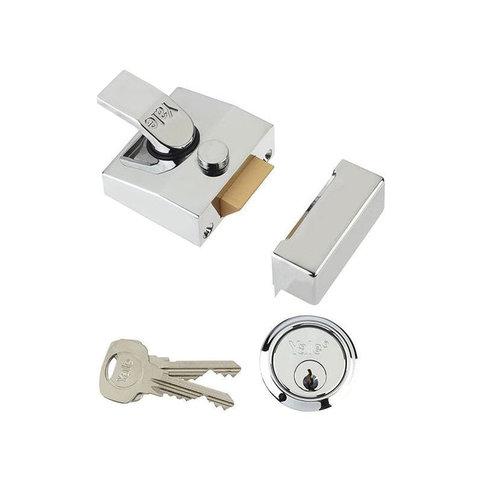 Yale Locks 85 Deadlocking Nightlatch 40mm Backset Chrome Finish Box Yale Locks - Dynamic Drive