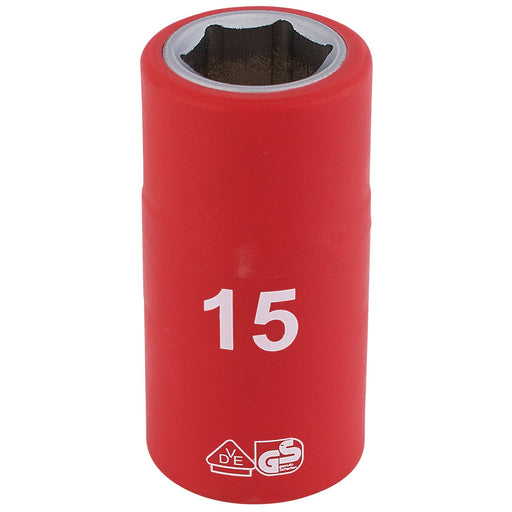 Draper Fully Insulated VDE Socket, 1/2" Sq. Dr., 15mm 31835 Draper - Dynamic Drive