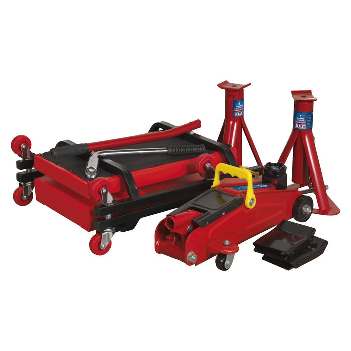 Sealey Lifting Kit 2t (Inc Jack,Axle Stands,Creeper,Chocks,Wrench) JKIT01 Sealey  - Dynamic Drive