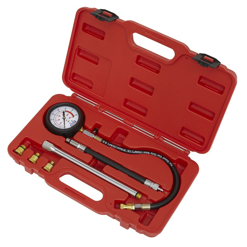 Sealey Petrol Engine Compression Tester Deluxe Kit 6pc VSE300D Sealey - Dynamic Drive