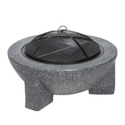 Dellonda Round MgO Fire Pit with BBQ Grill Ø75cm Safety Mesh Screen - Dark Grey Dellonda - Dynamic Drive