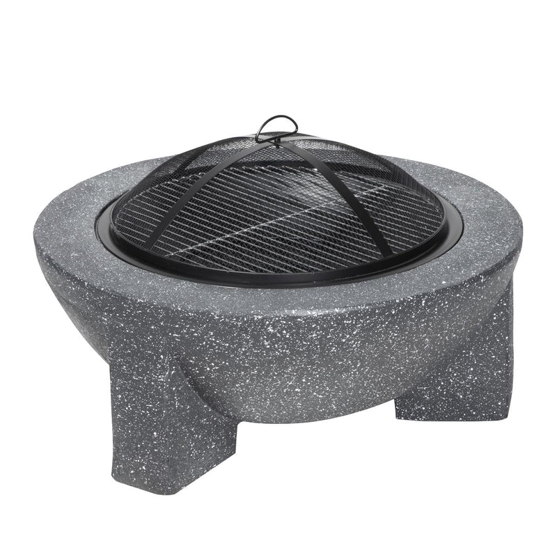 Dellonda Round MgO Fire Pit with BBQ Grill Ø75cm Safety Mesh Screen - Dark Grey Dellonda - Dynamic Drive