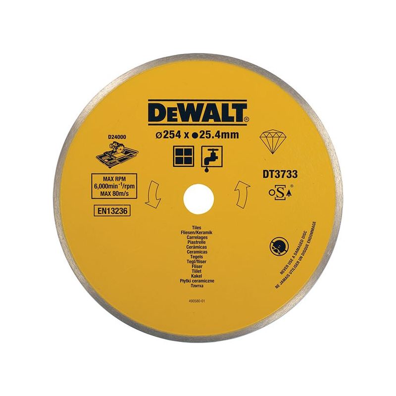 Dewalt Power Tools Ceramic Diamond Tile Blade 254 x 25.4mm DeWALT Power Tools - Dynamic Drive