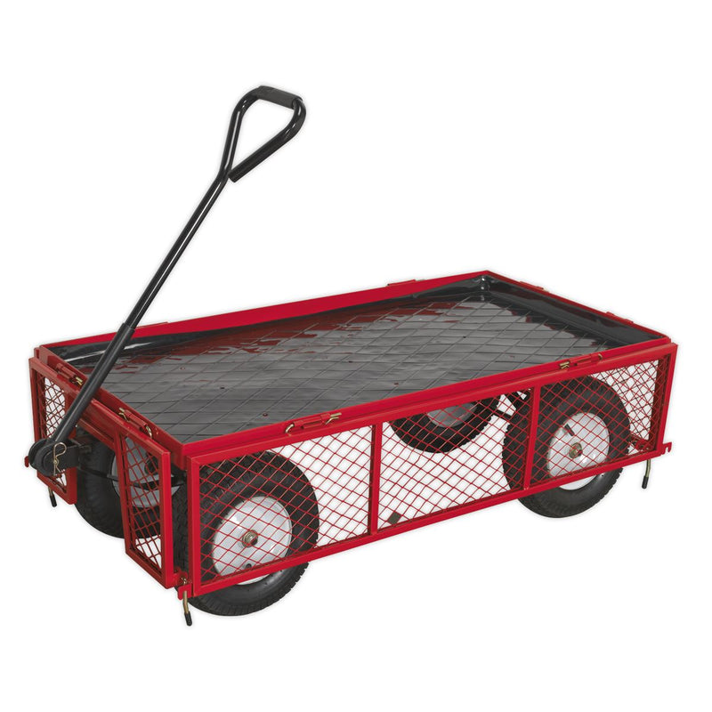 Sealey Platform Truck with Sides Pneumatic Tyres 450kg Capacity CST806 Sealey - Dynamic Drive