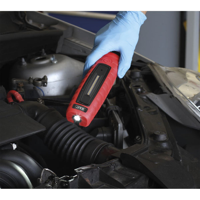 Sealey LED360R Cordless 360° 3W LED Rechargeable Inspection Lamp Red Li-ion Sealey  - Dynamic Drive