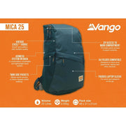 Vango Mica 25 Rucksack 25L Deep Lagoon Vango - Dynamic Drive