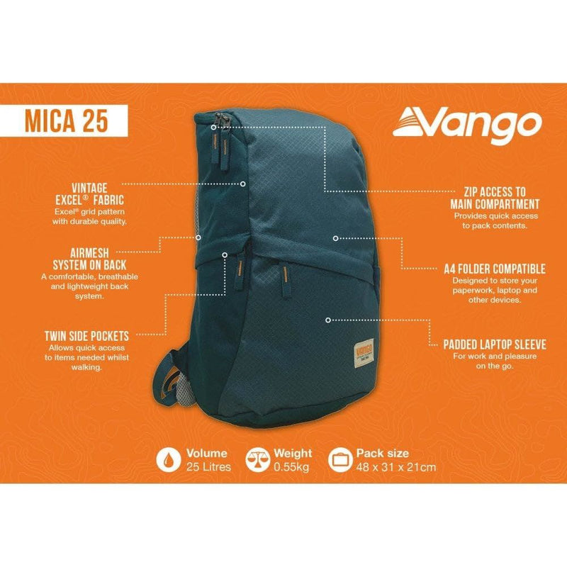 Vango Mica 25 Rucksack 25L Deep Lagoon Vango - Dynamic Drive