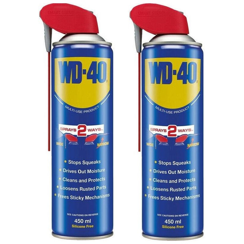 2X WD-40 Multi-Use Smart Straw 450ml Spray Aerosol Can WD-40 - Dynamic Drive