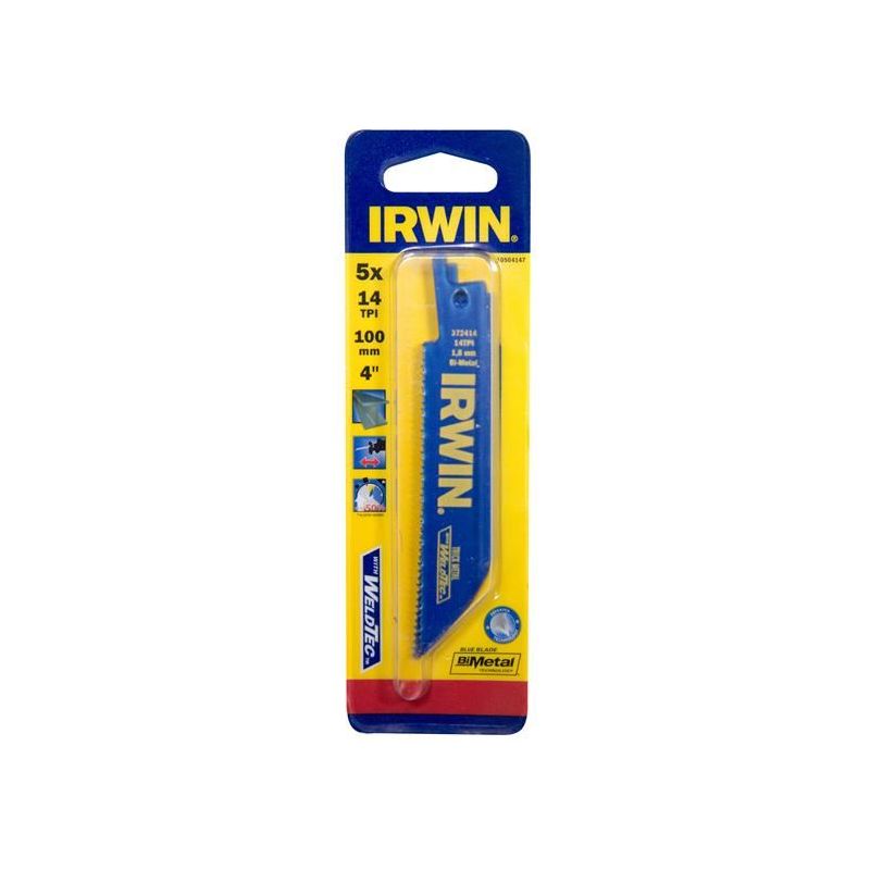 Irwin® 414R Sabre Saw Blade Metal Cutting 100mm 14 TPI Pack of 5 IRWIN® - Dynamic Drive