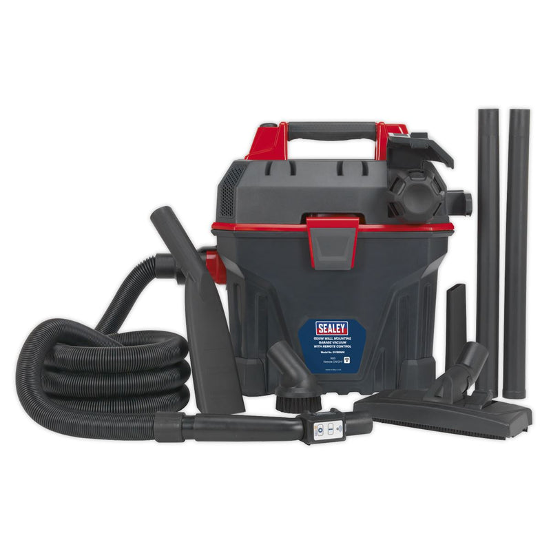 Sealey Garage Vacuum 1500W with Remote Control Wall Mounting GV180WM Sealey - Dynamic Drive