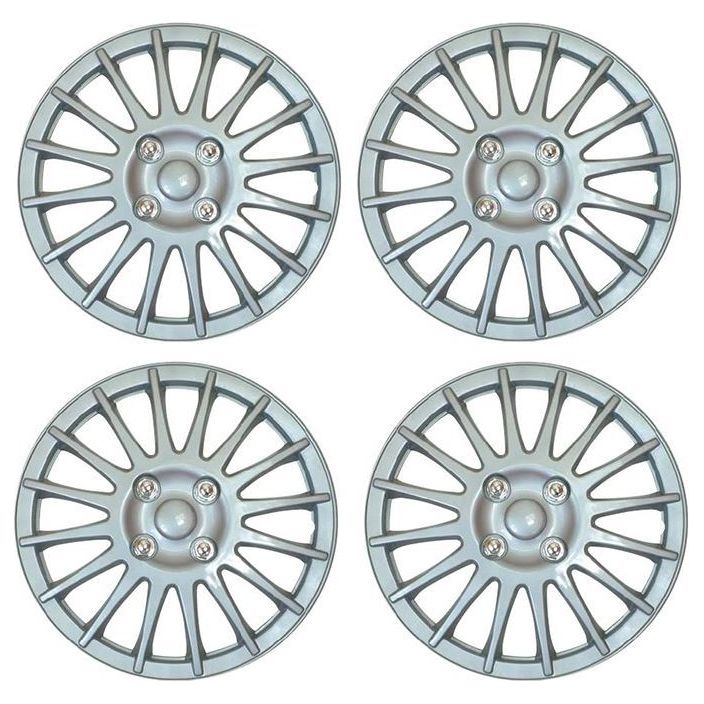 4x 14" Silver Wheel Trims / Hub Caps fits Streetwize  - Dynamic Drive