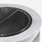 Dellonda Round MgO Fire Pit with BBQ Grill Ø75cm Safety Mesh Screen - Light Grey Dellonda - Dynamic Drive