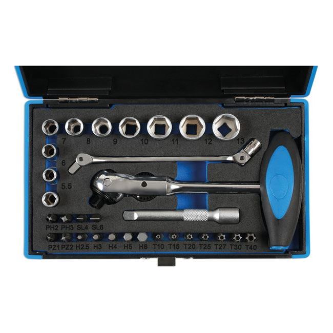 Laser Roto Lock Socket and Bit Set 1/4"D 31pc 6916 Laser - Dynamic Drive