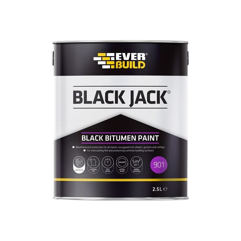 Everbuild Sika Black Jack® 901 Black Bitumen Paint 2.5 litre Everbuild Sika - Dynamic Drive