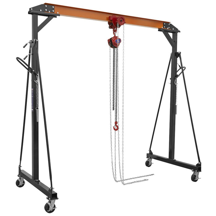 Sealey Portable Adjustable Gantry Crane with Geared Trolley Combo 1 Tonne Sealey - Dynamic Drive