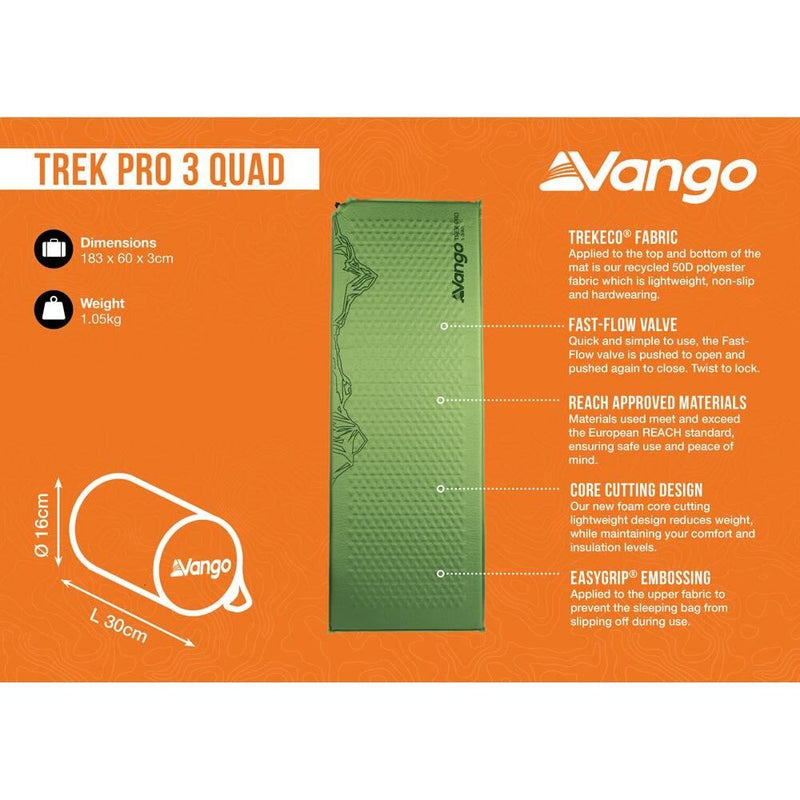 Vango Trek Pro 3 Quad Self inflating Sleep Mat Artichoke Vango - Dynamic Drive