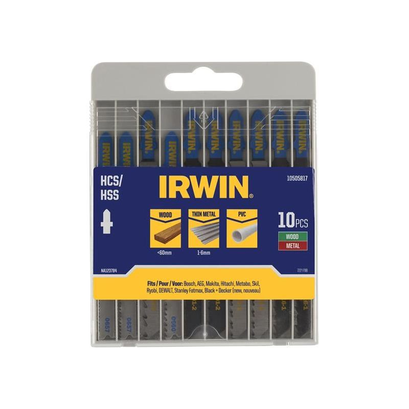 Irwin® HCS/HSS T-Shank Jigsaw Blade Set, 10 Piece IRWIN® - Dynamic Drive