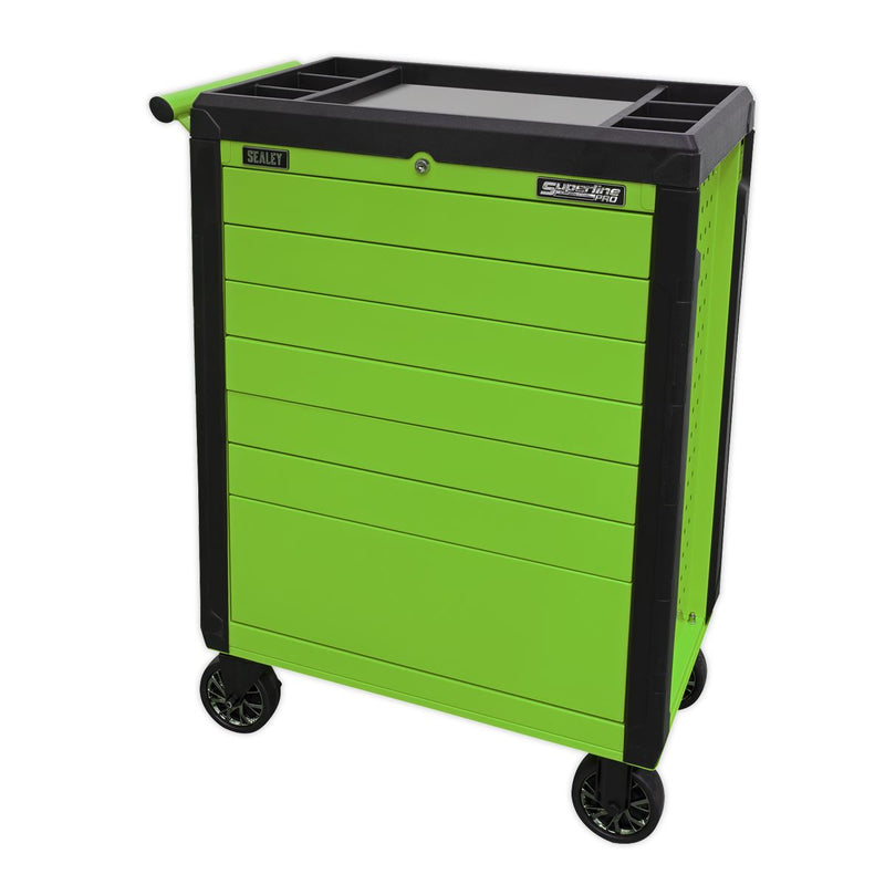 Sealey Rollcab 7 Drawer Push-To-Open Hi-Vis Green APPD7G Sealey - Dynamic Drive
