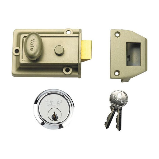 Yale Locks P77 Traditional Nightlatch 60mm Backset Nickel Brass Finish SC Cylinder Box Yale Locks - Dynamic Drive