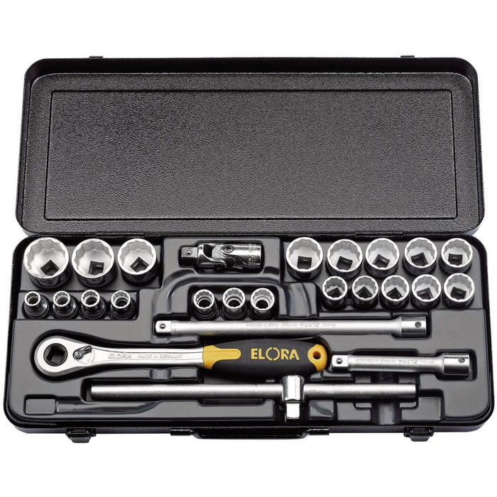 Draper Elora Metric Socket Set, 1/2" Sq. Dr. (25 Piece) 50648 Draper - Dynamic Drive