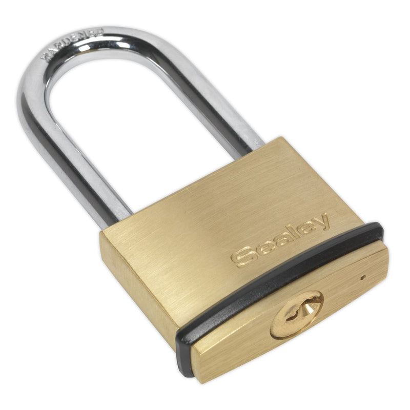 Sealey Brass Body Padlock Long Shackle 50mm PL202L Sealey - Dynamic Drive
