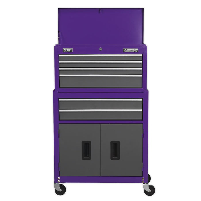Sealey Topchest & Rollcab Combo 6 Drawer - Purple/Grey AP2200BBCP Sealey  - Dynamic Drive