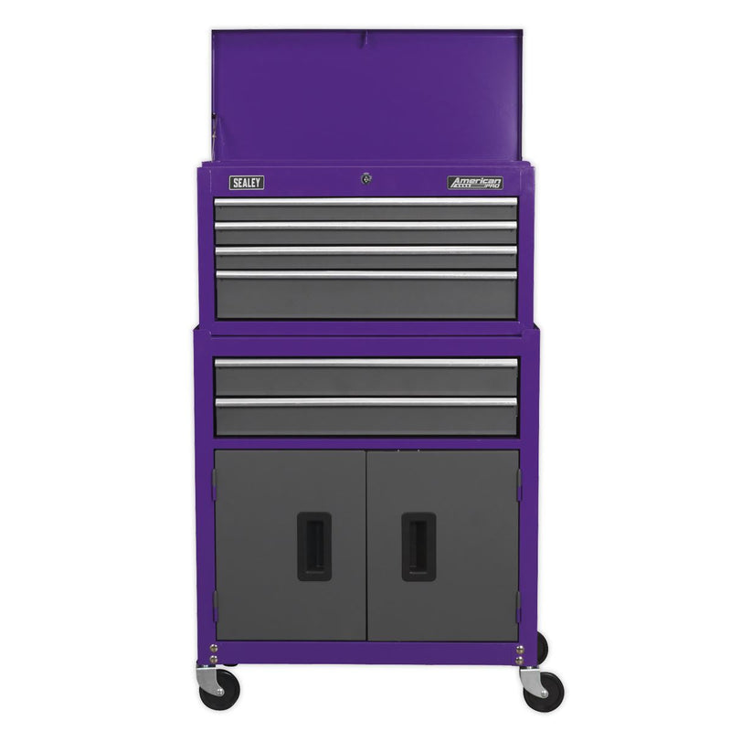 Sealey Topchest & Rollcab Combination 6 Drawer with Ball-Bearing Slides Purple/G Sealey - Dynamic Drive