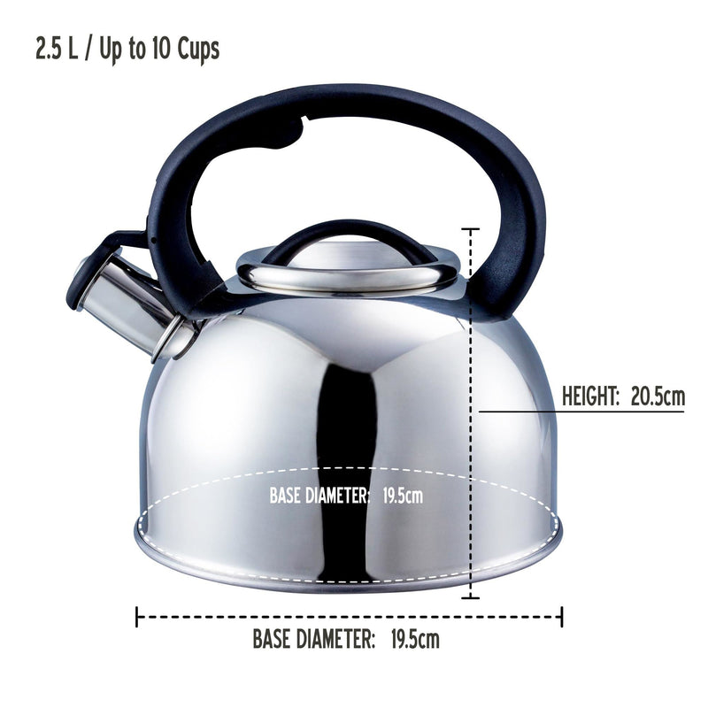 MDS1203 Liberty Silver 2.5 Litre Whistling Kettle CW-T056-B1S Liberty Leisure UK - Dynamic Drive