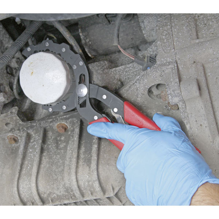 Sealey Auto-Adjusting Oil Filter Pliers Serrated Jaws Sealey  - Dynamic Drive