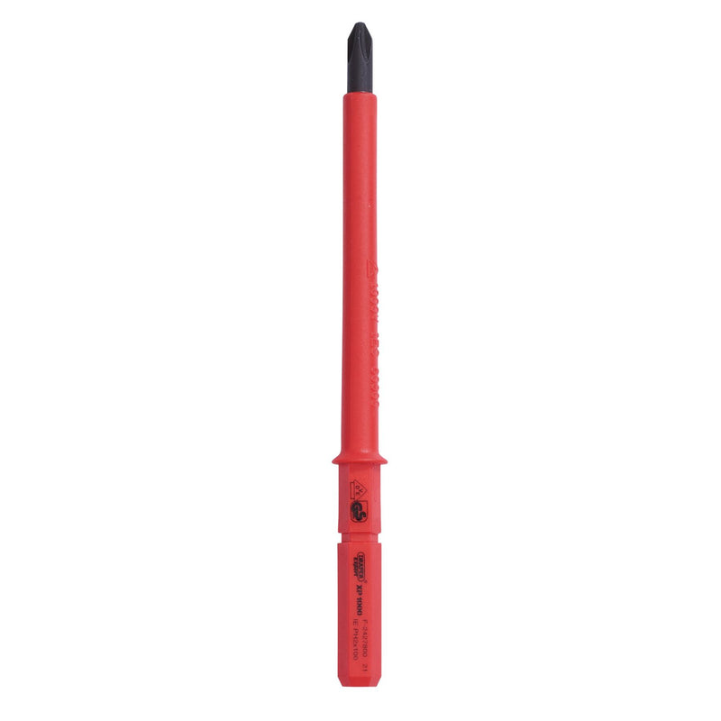 Draper XP1000 VDE Cross Slot Interchangeable Screwdriver Blade, No.2 x 100mm Draper - Dynamic Drive